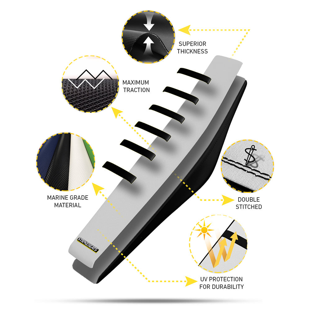 Yamaha YZ450F 23-24/ YZ250F/YZ450FX/WR450F 24 BLACK/BLACK/BLUE Gripper Ribbed Seat Cover