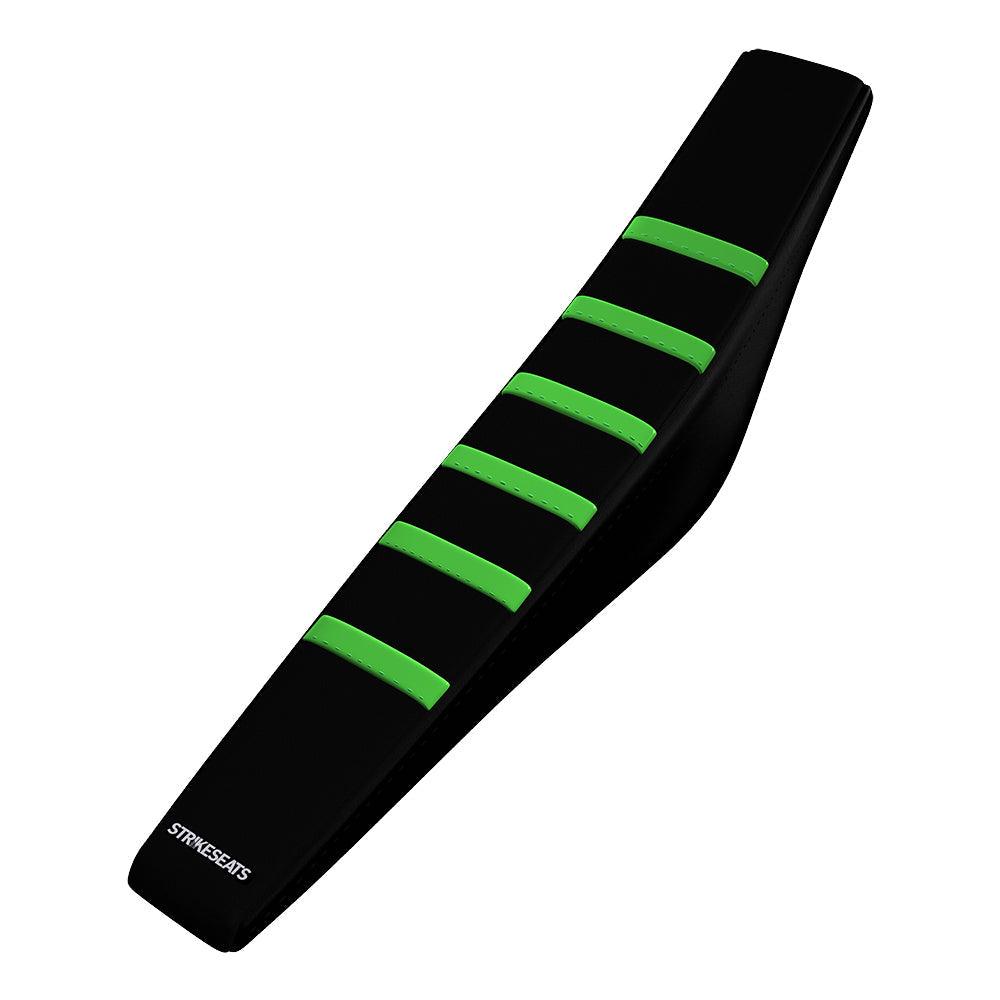 Kawasaki KX125 03-08/KX250 03-08 VERDE/NEGRO/NEGRO Funda de asiento acanalada con agarre