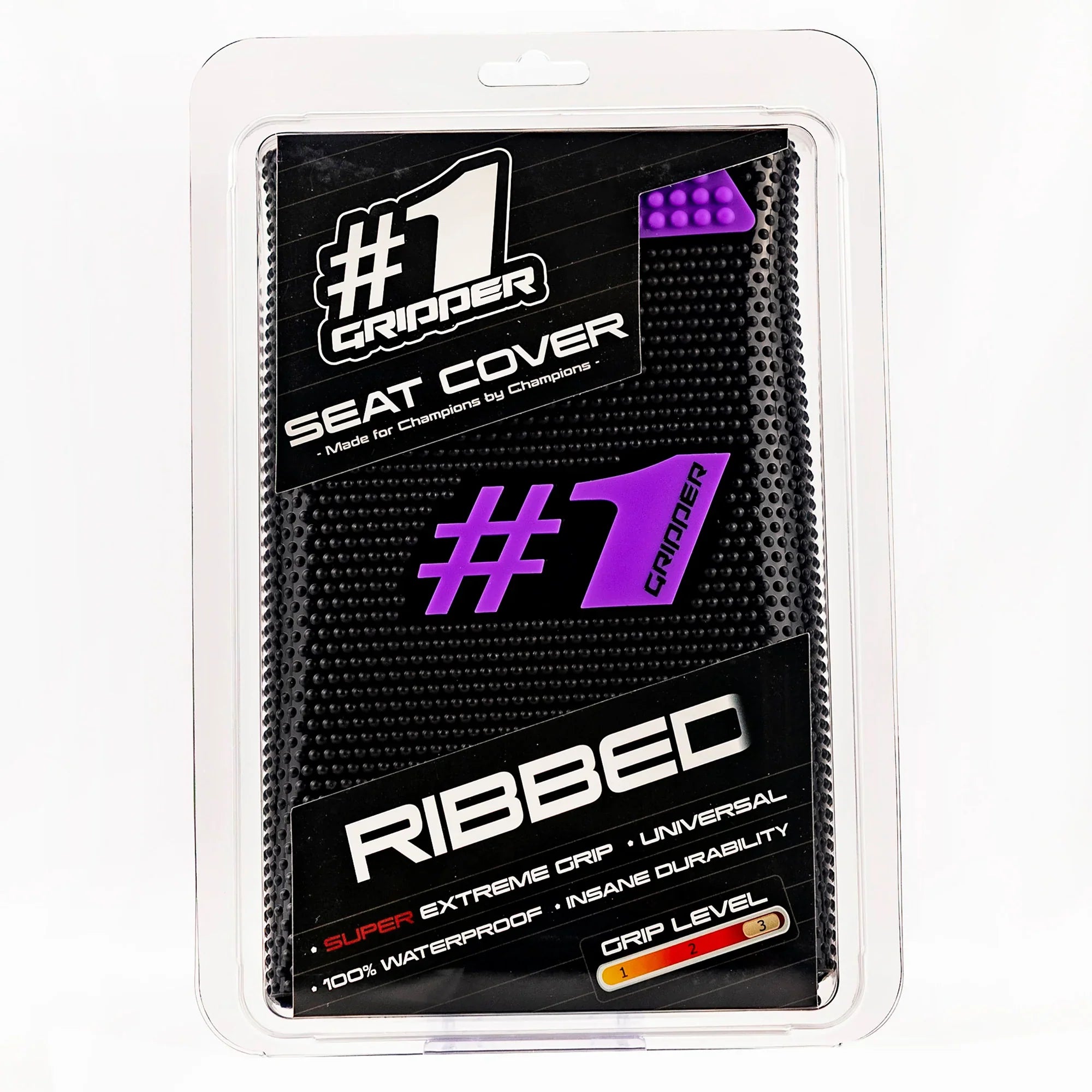 1Gripper RIBBED Seat Cover - Black/Purple