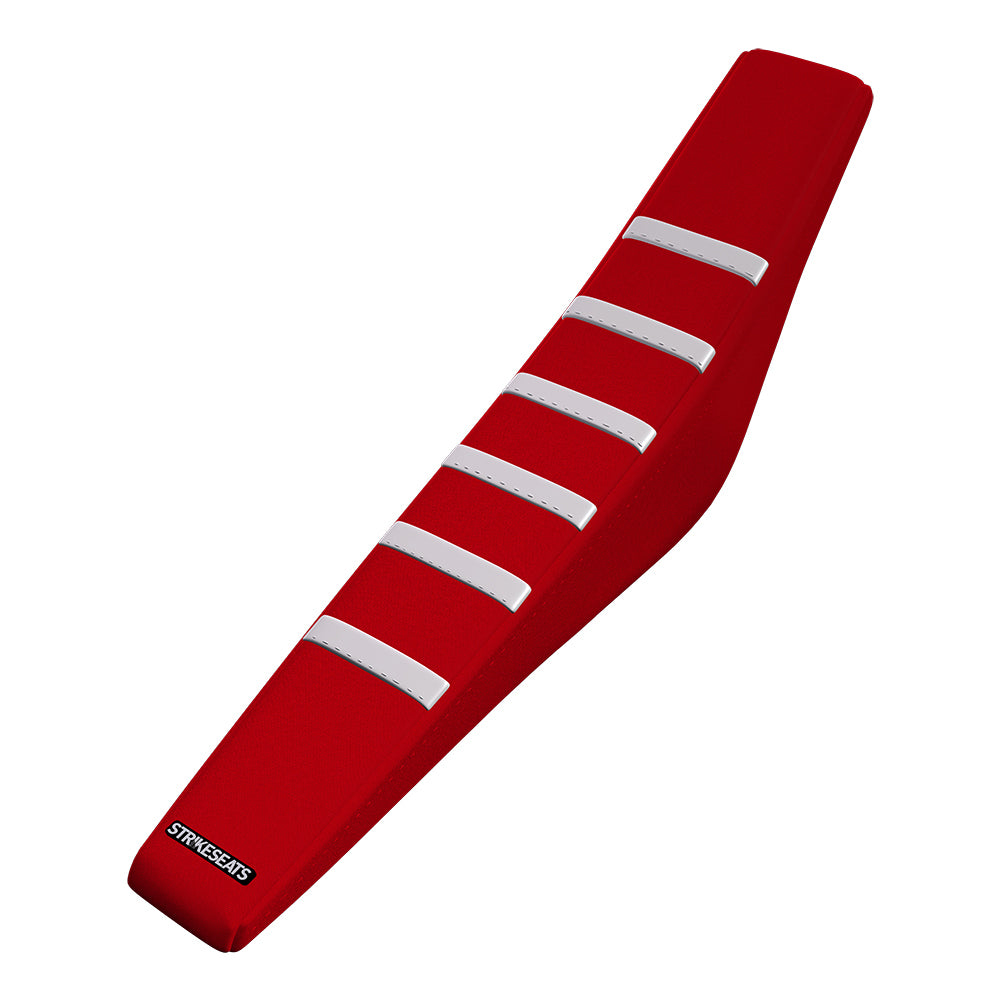 Funda de asiento acanalada con agarre para Honda CRF150R 07-24 BLANCA/ROJA/ROJA 