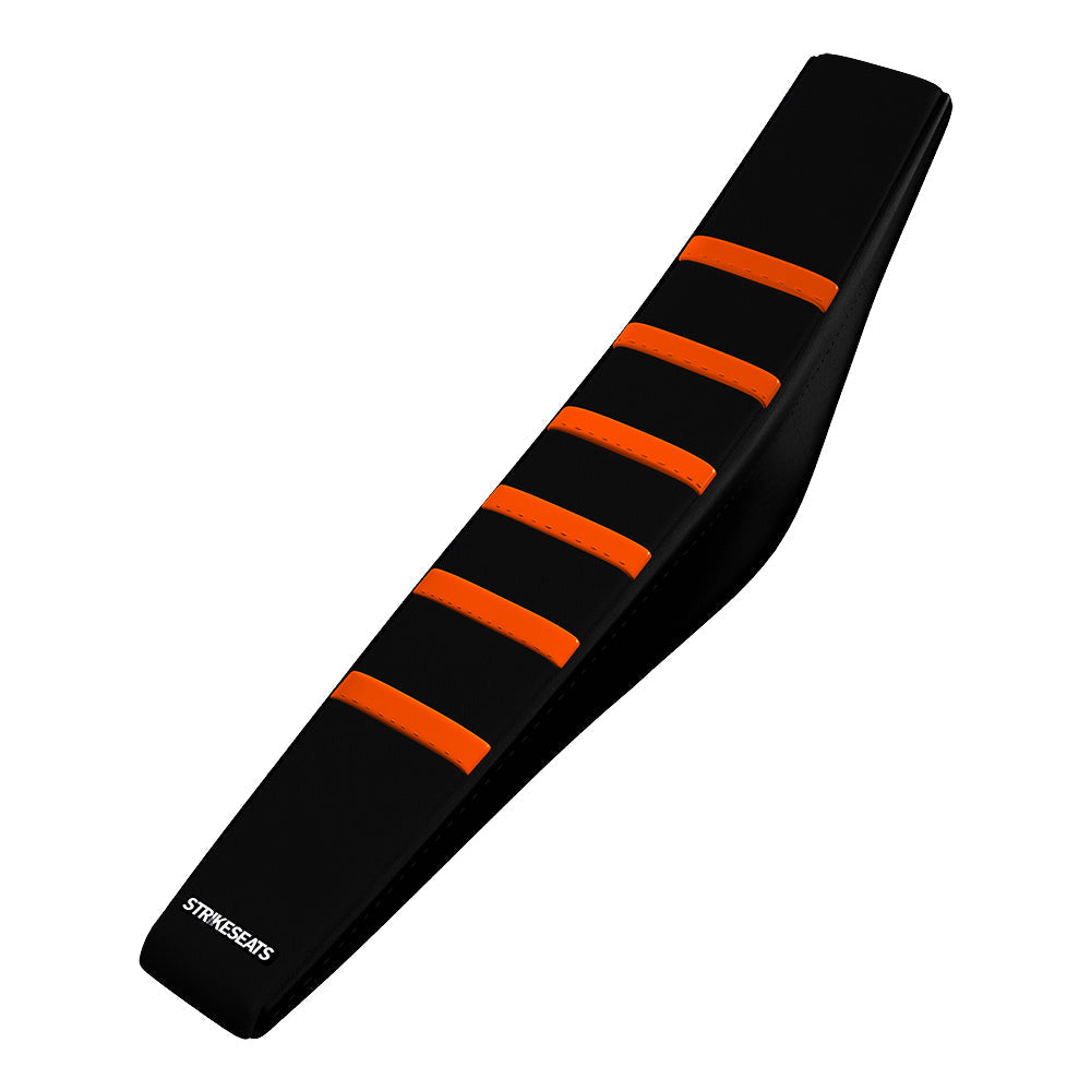 KTM SX/SXF/XC/XCF 07-10 /EXC/EXCF 08-11 NARANJA/NEGRO/NEGRO Funda de asiento acanalada con agarre