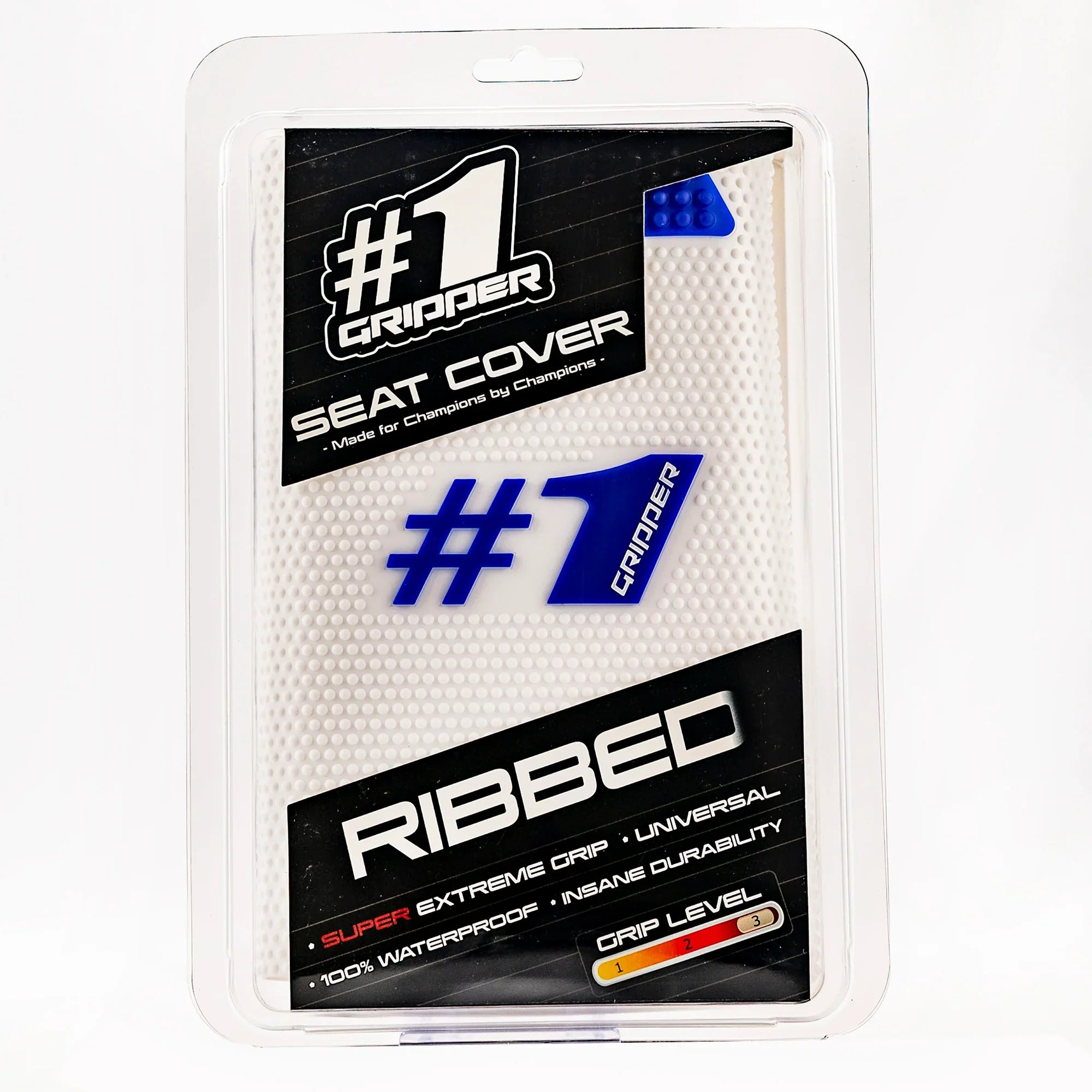 1Gripper RIBBED Seat Cover - White/Blue